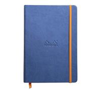 RHODIA 118748C - Taccuino Rigido zaffiro - A5 - a righe - 192 pagine - Carta Clairefontaine Avorio 90 g/m - Segna-pagina, Chiusura con elastico - Copertina Simil Cuoio - Collezione Rhodiarama