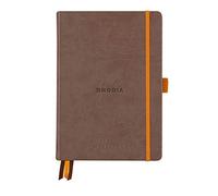 RHODIA 118773C - Taccuino rigido Bullet Journal Goalbook Cioccolato - A5 14,8X21cm - Puntinato DOT - 240 pag. - Carta Clairefontaine Avorio 90g/m² - 3 nastri, chiusura con elastico - Simil Cuoio