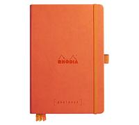 RHODIA 118784C - Taccuino Rigido Bullet Journal Goalbook Mandarino - A5 - Puntinato Dot - 240 pagine - Carta Clairefontaine Avorio 90g - 2 Segnapagina, Chiusura con elastico - Copertina Simil Cuoio