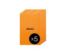 RHODIA 119700C - Bloc-Notes Punto metallico N°119 Audit arancione- A4+ - Pre-stampato Multicolonne - 80 Fogli staccabili Foratura 4 fori, Carta Clairefontaine gialla 80 g/m²- Pacco da 5 blocchi