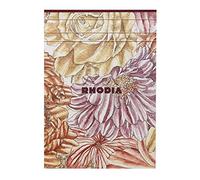 RHODIA 120031C - Blocco telato Bouquet fiorito - A5 14, 8 x 21 cm - a righe - 70 f - carta avorio 90g/m² - COPERTINA pelliculée soft touch - interno stampato Amaranto - Collezione Orange Botanique