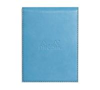 RHODIA 128207C - Astuccio portablocco+ Bloc-Notes a punto metallico N°12 TURCHESE - 8,5 x 12 cm - a righe - 80 fogli staccabili - Carta Clairefontaine Bianca 80g/m² - portamatita - Simil Cuoio - Collezione rama