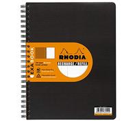 RHODIA 133146C - Quaderno Ricambi per quaderno Organizer Exabook NERO - A4+ 22,5 x 29,7 cm - a righe - 160 pag. staccabili foratura 4 buchi - Carta Clairefontaine 80g/m² - Rhodiactive