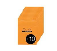 RHODIA 13600Cpack - Bloc-Notes a punto metallico N°13 Orange - A6 - a righe - 80 fogli staccabili - Carta Clairefontaine Bianca 80g/m² -copertina in carta trattata- Confezione da 10 blocchi