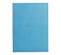 RHODIA 138207C -Astuccio Portablocco+ Bloc-Notes Punto metallico N°13 turchese- A6 -a righe - 80 Fogli staccabili- Carta Clairefontaine bianca 80 g/m - Portamatita- Simil Cuoio- Collezione Rhodiarama