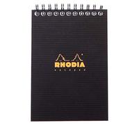 RHODIA 13920C - Bloc-Notes a Spirale (Rilegatura integrale) Notepad nero A6 | Quadretti piccoli | 80 Fogli staccabili - Carta Clairefontaine 90g - Copertina in Polipropilene (Plastica) - Rhodiactive