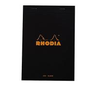 RHODIA 160009C - Bloc-Notes Punto metallico N°16 Nero - A5 - 80 Fogli staccabili - Carta Clairefontaine Uni bianco 80 g/m - Copertina in carta rivestita flessibile, Resistente e impermeabile - Basics