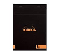 RHODIA 162008C - Bloc-Notes a punto metallico « le R » N°16 NERO - A5 14,8X21cm - Uni - 70 fogli staccabili - Carta Clairefontaine AvOroio 90g/m² - COPERTINA vellutata al tatto - Basics