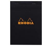 RHODIA 162009C - Bloc-Notes a punto metallico N°16 Black - A5 14,8X21cm - Quadretti piccoli - 80 fogli staccabili - Carta Clairefontaine 80g/m² -COPERTINA in carta trattata morbida