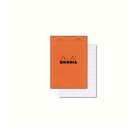 RHODIA 16200C -Bloc-Notes Punto metallico N°16 arancione-A5- Quadretti piccoli -80 Fogli staccabili -Carta Clairefontaine 80G -Copertina in carta rivestita flessibile, Resistente e impermeabile -Basics