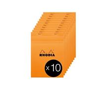 RHODIA 16200C - Bloc-Notes Punto metallico N°16 arancione- A5 - Quadretti piccoli - 80 Fogli staccabili - Carta Clairefontaine 80G - Copertina in carta rivestita - Pacco da 10 blocchi