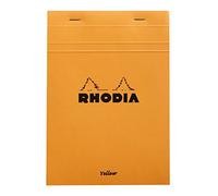 RHODIA 16260C - Bloc-Notes Punto metallico N°16 arancione- A5 - Quadretti piccoli - 80 Fogli staccabili - Carta Clairefontaine gialla 80G - Copertina in carta rivestita morbida e Impermabile - Basics