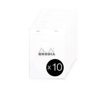 RHODIA 16401Cpack - Bloc-Notes a punto metallico Meeting N°16 White - A5 - Prestampato Date/Appunti/attività - 80 fogli staccabili - Carta Clairefontaine Bianca 80g/m² - Confezione da 10 blocchi