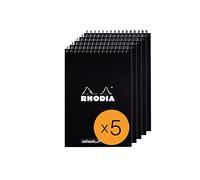RHODIA 165039Cpack - Bloc-Notes a Spirale (Rilegatura integrale) NERO - A5 - Puntinato DOT - 80 fogli staccabili - Carta Clairefontaine 80g/m² -copertina in carta trattata- Confezione da 5 blocchi