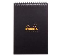 RHODIA 16920C - Bloc-notes a Spirale (Rilegatura integrale) Notepad NERO - A5 14,8X21cm - Quadretti piccoli - 80 fogli staccabili - Carta Clairefontaine 90g/m² - COPERTINA in polipropilene riciclato