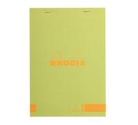 Rhodia 16966C blocco punto metallico N ° 16, 14,8x21 cm, 70 fogli staccabili, a righe, carta avorio Clairefontaine 90 g/m², copertina vellutata al tatto, verde anice