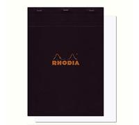 Rhodia 180009C blocco punto metallico N ° 18, 21x29,7 cm, 80 fogli staccabili, bianche, carta Clairefontaine bianca 80 g/m², copertina nera