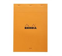 Rhodia 18000C blocco punto metallico N ° 18, 21x29,7 cm, 80 fogli staccabili, bianche, carta Clairefontaine bianca 80 g/m², copertina arancione