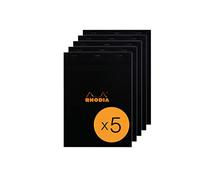 RHODIA 182009Cpack - Bloc-Notes a punto metallico N°18 Black - A4 - Quadretti piccoli - 80 fogli staccabili - Carta Clairefontaine 80g/m² -copertina in carta trattata- Confezione da 5 blocchi