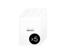 RHODIA 18201Cpack - Bloc-Notes a punto metallico N°18 White - A4 - Quadretti piccoli - 80 fogli staccabili - Carta Clairefontaine Bianca 80g/m² - Copertina en Carte - Confezione da 5 blocchi