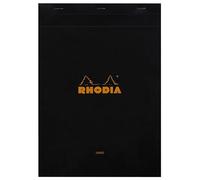 RHODIA 186009C - Bloc-Notes a punto metallico N°18 Black - A4 21 x 29,7 cm - a righe - 80 fogli staccabili - Carta Clairefontaine Bianca 80g/m² -COPERTINA in carta trattata morbida, resistente e impermeabile