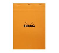 Rhodia 18600C blocco punto metallico N ° 18, 21x29,7 cm, 80 fogli staccabili, a righe, carta Clairefontaine bianca 80 g/m², copertina arancione