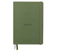 RHODIA 194155C - Taccuino rigido Goalbook Creation Verde Salvia - A5 - 14,8X21cm - Uni - 100 pag. Carta Clairefontaine tecnica Lavis Bianca 200 g/m² - 2 nastri - COPERTINA Simil Cuoio