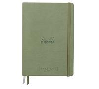 RHODIA 194156C - Taccuino rigido Goalbook Creation verde germoglio - A5 - 14,8X21cm - Uni - 100 pag. Carta Clairefontaine tecnica Lavis Bianca 200 g/m² - 2 nastri - COPERTINA Simil Cuoio