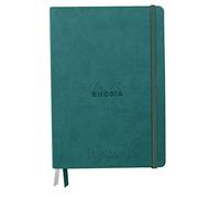 RHODIA 194157C - Taccuino rigido Goalbook Creation Pavone - A5 - 14,8X21cm - Uni - 100 pag. Carta Clairefontaine tecnica Lavis Bianca 200 g/m² - 2 nastri - COPERTINA Simil Cuoio