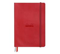 RHODIA 194160C - Taccuino rigido Goalbook Creation ROSSO PAPAVERO - A5 - 14,8X21cm - Uni - 100 pag. Carta Clairefontaine tecnica Lavis Bianca 200 g/m² - 2 nastri - COPERTINA Simil Cuoio