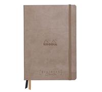 RHODIA 194441C - Taccuino rigido Bullet Journal Goalbook Creation Tortora - A5 - 14,8X21cm - Puntinato DOT - 160 pag. Carta Clairefontaine Maya nera 120 g/m² - 2 nastri - COPERTINA Simil Cuoio