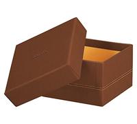 RHODIA 194554C - Set da 5 scatole impilabili Rame - Cuciture sellaio arancioni - Esterno simil cuoio - Collezione Home Office Rhodiarama - Organizzazione per ufficio e Archiviazione di design