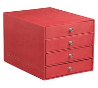 RHODIA 194582C - Cassettiera 4 cassetti Corallo - 24,8x32,7x22,8 cm - Cucitura Arancione - Esterno in Simil Cuoio - Collezione Home Office Rhodiarama - Organizzazione Ufficio & Archivio di Design