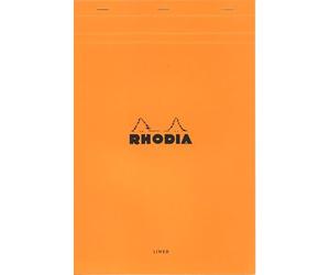 Rhodia 19600-O - Set di 1 blocchi note con copertina e 80 fogli staccabili formato A4+ a righe con margine, colore: arancione