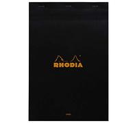 Rhodia 196009C blocco punto metallico N ° 19, 21x31,8 cm, 80 fogli staccabili, a righe, carta Clairefontaine bianca 80 g/m², copertina nera