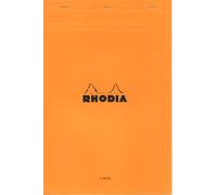 RHODIA 19600C - Bloc-Notes a punto metallico N°19 Orange - A4+ 21 x 31,8 cm- a righe + margine - 80 fogli staccabili - Carta Clairefontaine Bianca 80g/m² -COPERTINA in carta trattata morbida