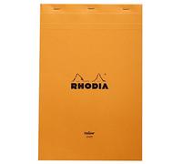 Rhodia 19660C Blocco punto metallico Americano N ° 19 A4 + (21x31,8 cm), 80 pagine a strappo, perforazione a 4 fori, a righe con margine, carta Clairefontaine gialla 80 g/m² copertina arancione