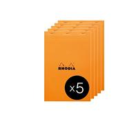 RHODIA 19660C - Bloc-Notes a punto METALLICO N°19 Arancione - A4+ - a righe - 80 Fogli Staccabili - Carta Clairefontaine Giallo 80 g - Copertina in Carta Patinata - Pacco da 5 taccuini