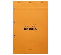 RHODIA 20100C - Bloc-Notes Punto Metallico N°20 Arancione - A4+ - Quadretti Grandi Seyès - 80 Fogli staccabili Foratura 4 buchi- Carta Clairefontaine Bianca 80G - Copertina flessibile e resistente - Basics