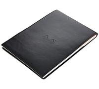 RHODIA 218169C - Astuccio Porta-blocco+ Bloc-Notes Punto metallico N°16 nero - A5 - a righe - 80 Fogli staccabili - Carta Clairefontaine bianca 80 g/m - Porta-matita - Simil Cuoio