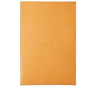 RHODIA 218198C - Astuccio portablocco+ Bloc-Notes a punto metallico N°19 Orange - 22 x 32,5 cm - a righe - 80 fogli staccabili - Carta Clairefontaine Bianca 80g/m² - portamatita - Simil Cuoio - Collezione rama