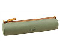 RHODIA 319005C - Astuccio Tondo verde germoglio - 21,5 x 5,5 cm - Vere cuciture arancioni - Interno Jersey Avorio - Simil Cuoio - per penne, matite, pennarelli, piccole forniture - Rhodiarama
