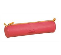 RHODIA 319010C - Astuccio Tondo Corallo - 21,5 x 5,5 cm - Vere cuciture arancioni - Interno Jersey Avorio - Simil Cuoio - per penne, matite, pennarelli, piccole forniture - Rhodiarama