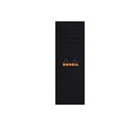 RHODIA 82009C -Bloc-Notes Punto metallico N°8 Shopping Nero- 7,4x21 cm-Quadretti piccoli - 80 Fogli staccabili - Carta Clairefontaine 80G- Copertina in carta rivestita flessibile e Resistente - Basics