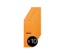 RHODIA 8600C - Bloc-Notes Punto metallico N°8 Shopping arancione- 7,4x21 cm - a righe - 80 Fogli staccabili - Carta Clairefontaine 80G - Copertina in carta rivestita - Pacco da 10 blocchi