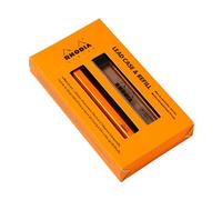 Rhodia 9357C - Rhodia scRipt astuccio & ricambi - Corpo esagonale in alluminio spazzolato Orange per mine grafite standard 0, 5mm - Ricaricabile - Collezione scRipt