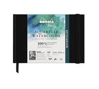 RHODIA TOUCH 116136C - Taccuino acquerello 100% cotone - grana fine - 300g/m² - A6 paesaggio - 40 pag. NO microforate - Brossurato rigido Watercolor Book