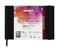 Rhodia 116155C - Rhodia Touch Watercolor Book, carta 100% cotone grana satinata 300 g - A5 paesaggio, 40 pagine brochure cucita rigida