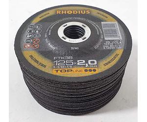Rhodius FTK38 Dischi da taglio 125 x 2,0 mm per acciaio inossidabile/acciaio 25 pezzi curvati