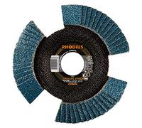 RHODIUS VISION PRO, 10 pezzi | 115 mm dischi a ventaglio trasparenti, Made in Germany, metallo acciaio inox, per smerigliatrici angolari, mola abrasiva, disco a ventaglio